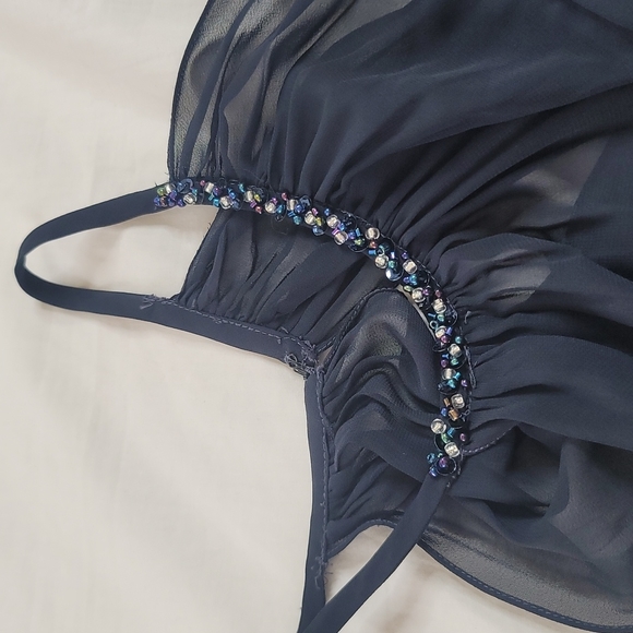 Symphony of Venus dark blue prom wedding chiffon gown sz 12 - Picture 14 of 15